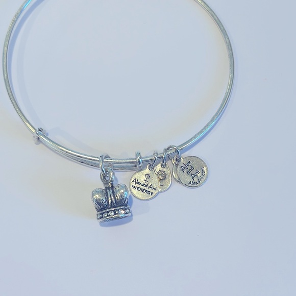 Alex and Ani Crown Charm Bracelet Silver Finish - Expands 2"- 3.5" - Picture 2 of 3